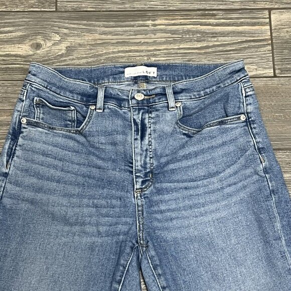 Loft Blue Jeans Women's 8 / 29 Petite Destructed High Rise Skinny Stretch Ankle - Picture 5 of 16